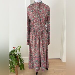 VINTAGE Frank Usher Made in England Midi Dress Long Sleeve Prairie CountryCore